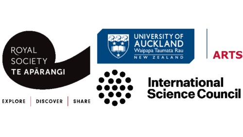 Royal Society New Zealand, University of Auckland, and International Science Council Logos Logos